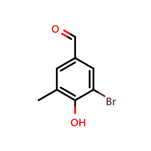Chemical structure of 3-Bromo-4-hydroxy-5-methylbenzaldehyde , CAS 103529-11-9, AChemBlock AD292911
