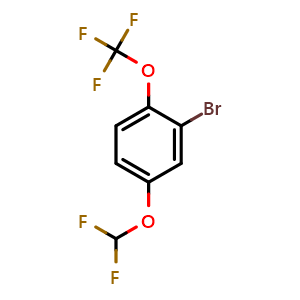 Chemical structure of 2-bromo-4-(difluoromethoxy)-1-(trifluoromethoxy)benzene , CAS 1804401-88-4, AChemBlock AD292915
