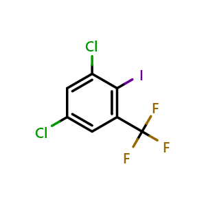 Chemical structure of 1,5-dichloro-2-iodo-3-(trifluoromethyl)benzene , CAS 2206265-04-3, AChemBlock AD292920