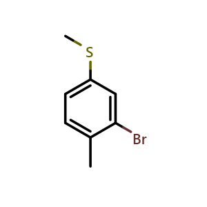 Chemical structure of (3-bromo-4-methylphenyl)(methyl)sulfane , CAS 866997-29-7, AChemBlock AD292925
