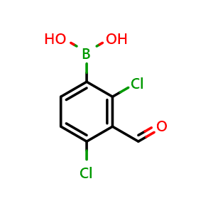 Chemical structure of 2,4-Dichloro-3-formylphenylboronic acid , CAS 480438-53-7, AChemBlock AD292930