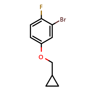 Chemical structure of 2-bromo-4-(cyclopropylmethoxy)-1-fluorobenzene , CAS 1369814-15-2, AChemBlock AD292932