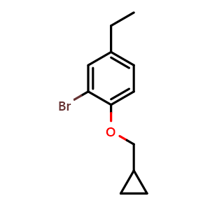 Chemical structure of 2-bromo-1-(cyclopropylmethoxy)-4-ethylbenzene , CAS 1268511-89-2, AChemBlock AD292936