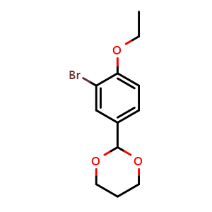 Chemical structure of 2-(3-Bromo-4-ethoxyphenyl)-1,3-dioxane , CAS 1266886-36-5, AChemBlock AD292942
