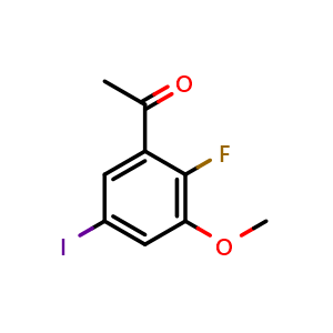 Chemical structure of 1-(2-fluoro-5-iodo-3-methoxyphenyl)ethanone , CAS 2091542-15-1, AChemBlock AD292948