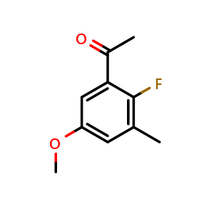 Chemical structure of 1-(2-fluoro-5-methoxy-3-methylphenyl)ethanone , CAS 1781325-76-5, AChemBlock AD292950