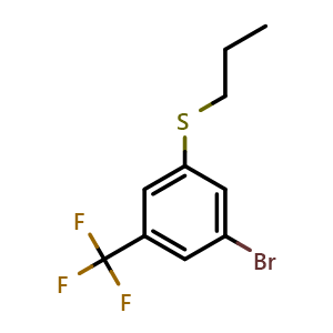 Chemical structure of (3-bromo-5-(trifluoromethyl)phenyl)(propyl)sulfane , CAS 2921852-13-1, AChemBlock AD292960