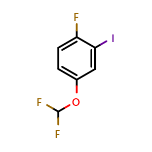 Chemical structure of 4-(difluoromethoxy)-1-fluoro-2-iodobenzene , CAS 1261676-10-1, AChemBlock AD292965