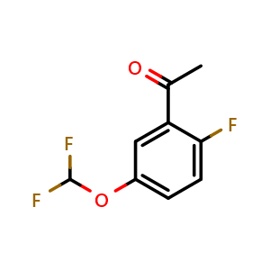 Chemical structure of 1-(5-(difluoromethoxy)-2-fluorophenyl)ethanone , CAS 1214364-25-6, AChemBlock AD292966