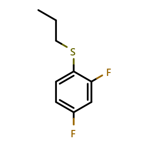 Chemical structure of (2,4-difluorophenyl)(propyl)sulfane , CAS 1864414-68-5, AChemBlock AD292971