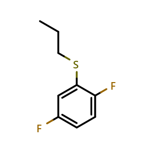 Chemical structure of (2,5-difluorophenyl)(propyl)sulfane , CAS 1862516-37-7, AChemBlock AD292976