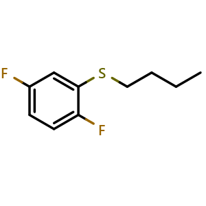 Chemical structure of butyl(2,5-difluorophenyl)sulfane , CAS 1871718-10-3, AChemBlock AD292977