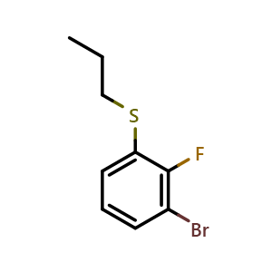 Chemical structure of (3-bromo-2-fluorophenyl)(propyl)sulfane , CAS 2921683-87-4, AChemBlock AD292978