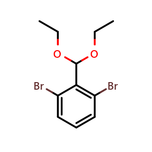 Chemical structure of 1,3-Dibromo-2-(diethoxymethyl)benzene , CAS 2901082-34-4, AChemBlock AD292981