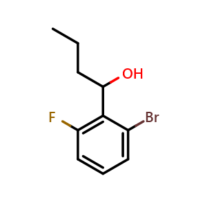 Chemical structure of 1-(2-bromo-6-fluorophenyl)butan-1-ol , CAS 1602786-26-4, AChemBlock AD292982