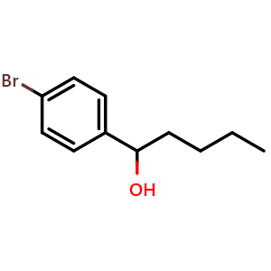Chemical structure of 1-(4-bromophenyl)pentan-1-ol , CAS 76287-54-2, AChemBlock AD292984