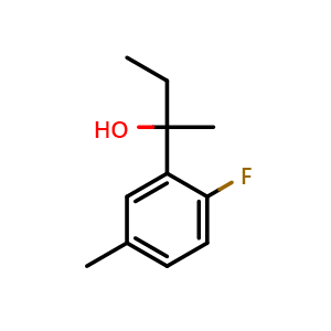 Chemical structure of 2-(2-fluoro-5-methylphenyl)butan-2-ol , CAS 1341142-18-4, AChemBlock AD292991