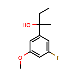 Chemical structure of 2-(3-fluoro-5-methoxyphenyl)butan-2-ol , CAS 1934578-40-1, AChemBlock AD292992