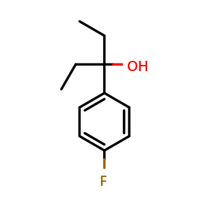 Chemical structure of 3-(4-fluorophenyl)pentan-3-ol , CAS 76481-34-0, AChemBlock AD292996