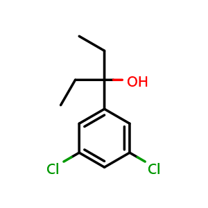 Chemical structure of 3-(3,5-dichlorophenyl)pentan-3-ol , CAS 76481-40-8, AChemBlock AD292997