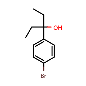 Chemical structure of 3-(4-bromophenyl)pentan-3-ol , CAS 850918-14-8, AChemBlock AD292998