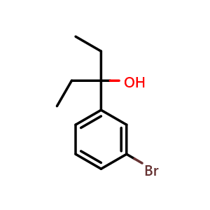 Chemical structure of 3-(3-bromophenyl)pentan-3-ol , CAS 917024-69-2, AChemBlock AD292999
