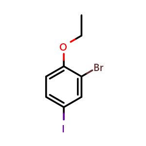 Chemical structure of 2-bromo-1-ethoxy-4-iodobenzene , CAS 136723-68-7, AChemBlock AD293009