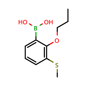 Chemical structure of 3-(Methylthio)-2-propoxyphenylboronic acid , CAS 1050424-01-5, AChemBlock AD293016