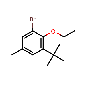 Chemical structure of 1-bromo-3-(tert-butyl)-2-ethoxy-5-methylbenzene , CAS 2921852-19-7, AChemBlock AD293017