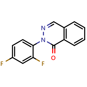 Chemical structure of 2-(2,4-difluorophenyl)phthalazin-1(2H)-one , CAS 380183-86-8, AChemBlock AD293021