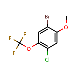 Chemical structure of 1-bromo-4-chloro-2-methoxy-5-(trifluoromethoxy)benzene , CAS 2166776-06-1, AChemBlock AD293024