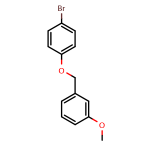 Chemical structure of 1-((4-bromophenoxy)methyl)-3-methoxybenzene , CAS 1019446-38-8, AChemBlock AD293026