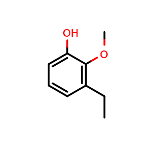 Chemical structure of 3-ethyl-2-methoxyphenol , CAS 97678-77-8, AChemBlock AD293033