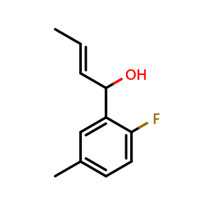 Chemical structure of (E)-1-(2-fluoro-5-methylphenyl)but-2-en-1-ol , CAS 2164018-13-5, AChemBlock AD293038
