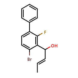 Chemical structure of (E)-1-(4-bromo-2-fluoro-[1,1'-biphenyl]-3-yl)but-2-en-1-ol , CAS 2921912-72-1, AChemBlock AD293039