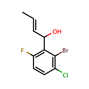 Chemical structure of (E)-1-(2-bromo-3-chloro-6-fluorophenyl)but-2-en-1-ol , CAS 2921912-98-1, AChemBlock AD293040