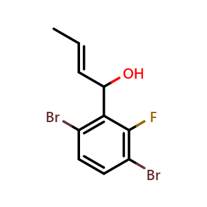 Chemical structure of (E)-1-(3,6-dibromo-2-fluorophenyl)but-2-en-1-ol , CAS 2921913-32-6, AChemBlock AD293042