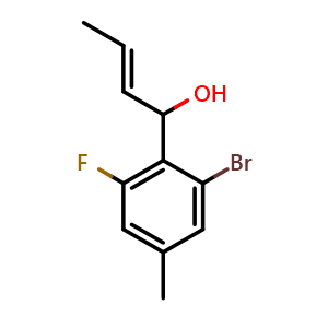 Chemical structure of (E)-1-(2-bromo-6-fluoro-4-methylphenyl)but-2-en-1-ol , CAS 2921913-17-7, AChemBlock AD293043