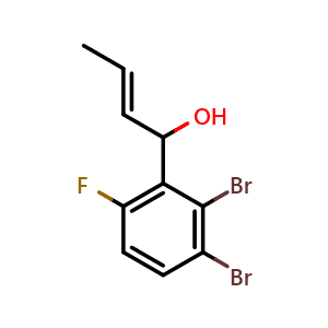 Chemical structure of (E)-1-(2,3-dibromo-6-fluorophenyl)but-2-en-1-ol , CAS 2921912-86-7, AChemBlock AD293044