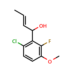 Chemical structure of (E)-1-(6-chloro-2-fluoro-3-methoxyphenyl)but-2-en-1-ol , CAS 2921913-54-2, AChemBlock AD293046