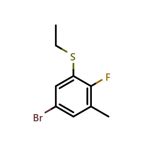 Chemical structure of (5-bromo-2-fluoro-3-methylphenyl)(ethyl)sulfane , CAS 2921864-58-4, AChemBlock AD293051