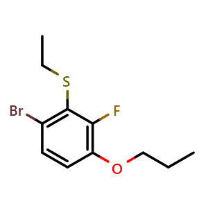 Chemical structure of (6-bromo-2-fluoro-3-propoxyphenyl)(ethyl)sulfane , CAS 2921798-04-9, AChemBlock AD293061