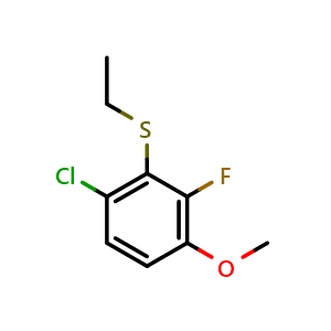 Chemical structure of (6-chloro-2-fluoro-3-methoxyphenyl)(ethyl)sulfane , CAS 2921849-27-4, AChemBlock AD293062