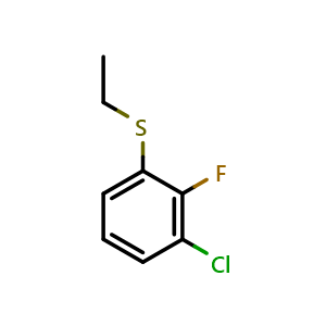 Chemical structure of (3-chloro-2-fluorophenyl)(ethyl)sulfane , CAS 1824575-29-2, AChemBlock AD293064