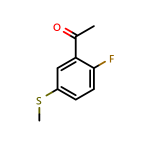 Chemical structure of 1-(2-fluoro-5-(methylthio)phenyl)ethanone , CAS 1537644-70-4, AChemBlock AD293072
