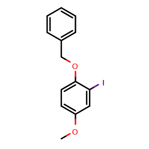 Chemical structure of 1-(benzyloxy)-2-iodo-4-methoxybenzene , CAS 2969361-77-9, AChemBlock AD293074