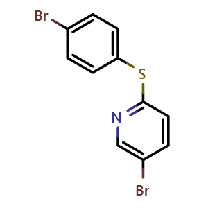 Chemical structure of 5-bromo-2-((4-bromophenyl)thio)pyridine , CAS 1271722-26-9, AChemBlock AD293075