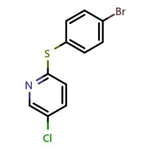 Chemical structure of 2-((4-bromophenyl)thio)-5-chloropyridine , CAS 1485560-30-2, AChemBlock AD293076