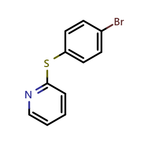 Chemical structure of 2-((4-bromophenyl)thio)pyridine , CAS 83782-61-0, AChemBlock AD293077