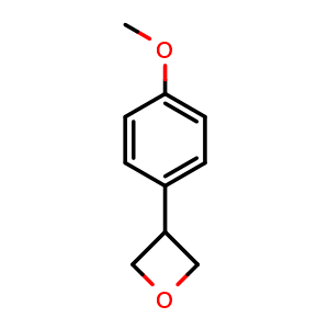 Chemical structure of 3-(4-methoxyphenyl)oxetane , CAS 1401878-45-2, AChemBlock AD293081